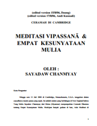 Image of Meditasi Vipassana Dan empat Kesunyataan Mulia