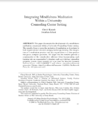 Image of Integrating Mindfulness Meditation Within a University Counseling Center Setting