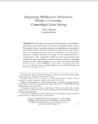 Integrating Mindfulness Meditation Within a University Counseling Center Setting