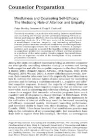 Image of Mindfulness and Counseling Self-Efficacy: The Mediating Role of Attention and Empathy