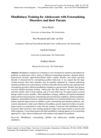 Mindfulness Training for Adolescents with Externalizing Disorders and their Parents