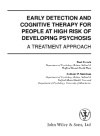 Image of EARLY DETECTION AND COGNITIVE THERAPY FOR PEOPLE AT HIGH RISK OF DEVELOPING PSYCHOSIS