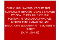 Image of CURRICULUM IS A PRODUCT OF ITS TIME