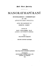 Image of Manorathapūraṇī: Buddhaghosa's commentary on the Aṅguttara-nikāya after the manuscript of Edmund Hardy
