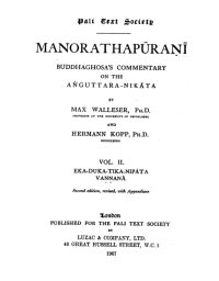 Image of Manorathapūraṇī: Buddhaghosa's commentary on the Aṅguttara-nikāya after the manuscript of Edmund Hardy vol II