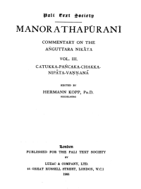 Image of Manorathapūraṇī: Buddhaghosa's commentary on the Aṅguttara-nikāya after the manuscript of Edmund Hardy vol III