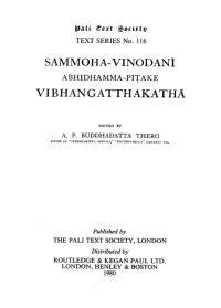 Image of Sammoha-Vinodanī: Abhidhamma-Piṭake Vibhaṅga-Aṭṭhakathā