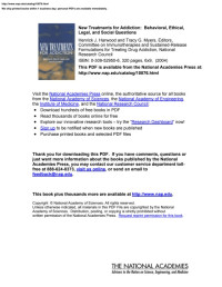 Image of New Treatments for Addiction: Behavioral, Ethical, Legal, and Social Questions