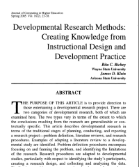 Image of Development Research Methods Greating Knowledge From Instructional Design And Development Practice