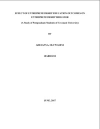 EFFECT OF ENTREPRENEURSHIP EDUCATION OUTCOMES ON ENTREPRENEURSHIP BEHAVIOR