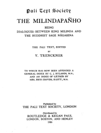 Image of The Milindapañho: Being Dialogues Between King Milinda and the Buddhist Sage Nāgasena