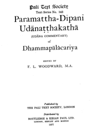 Image of The Text Series No. 143: Paramatthadīpanī Udānaṭṭhakathā (Udāna Commentary) of Dhammapālācariya