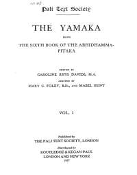 Image of The Yamaka being the sixth book of the Abhidhamma-Pitaka