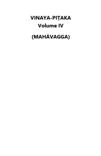 VINAYA-PIṬAKA Volume IV (MAHĀVAGGA)