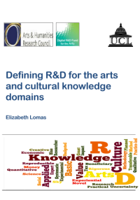 Defining R&D for the arts and cultural knowledge domains