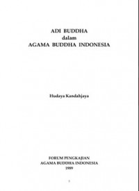 ADI BUDDHA dalam AGAMA BUDDHA INDONESIA