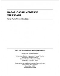 DASAR-DASAR MEDITASI VIPASSANĀ