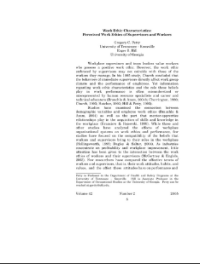 Image of Work Ethic Characteristics:  Perceived Work Ethics of Supervisors and Workers