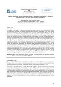 Image of THE RELATIONSHIP BETWEEN ISLAMIC WORK ETHICS AND INNOVATION CAPABILITY AND KNOWLEDGE SHARING PLAYS MODERATIO ROLE.