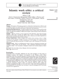 Image of Islamic work ethic: a critical review