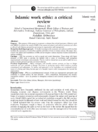 Islamic work ethic: a critical review