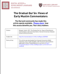 Image of The Gradual Qur'ān: Views of Early Muslim Commentators