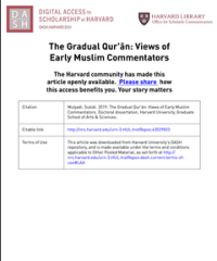 The Gradual Qur'ān: Views of Early Muslim Commentators