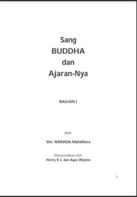 Sang BUDDHA dan Ajaran-Nya  BAGIAN I