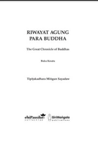 RIWAYAT AGUNG PARA BUDDHA  Buku Kesatu