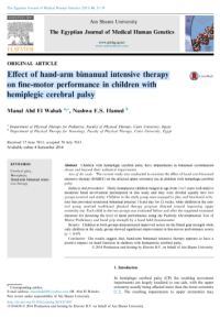 Image of Effect of hand-arm bimanual intensive therapy on fine-motor performance in children with hemiplegic cerebral palsy