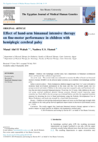 Effect of hand-arm bimanual intensive therapy on fine-motor performance in children with hemiplegic cerebral palsy