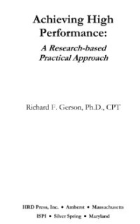 Achieving High Performance: A Research-based Practical Approach