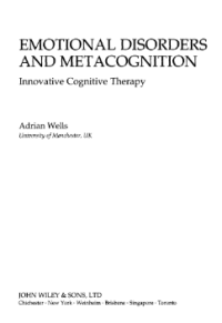 Image of EMOTIONAL DISORDERS AND METACOGNITION