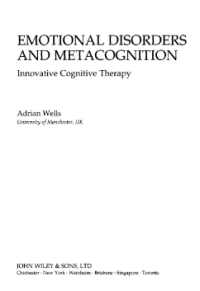 EMOTIONAL DISORDERS AND METACOGNITION