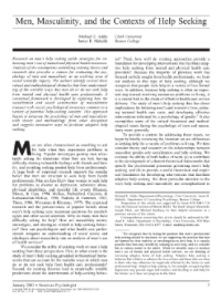 Image of Men, Masculinity, and the Contexts of Help Seeking