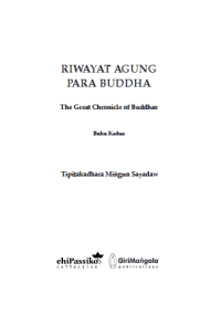 RIWAYAT AGUNG
PARA BUDDHA Buku Kedua