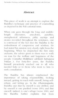 The Buddha’s Technique and Practice of Counseling as Depivted in the Pali Canon.