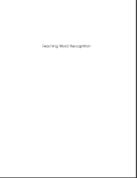 Teaching Word Recognition