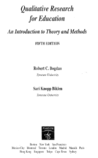 Qualitative Research for Education An Introduction to Theory and Methods